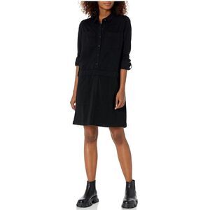 NIC+ZOE Black Convertible Sleeve Minimalist Pocket Shirt Dress  Size Medium